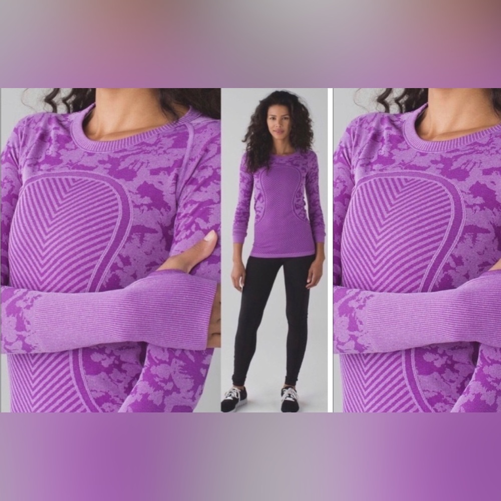 Lululemon Athletica Top | Lululemon Swiftly Tech Long Sleeve purple camo size 4